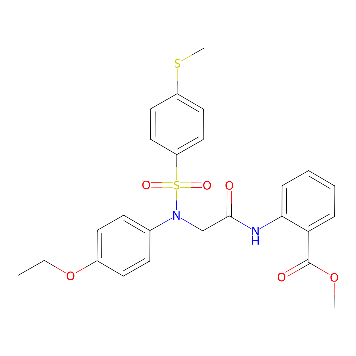 methyl 2-[[2-(4-ethoxy-N-(4-methylsulfanylphenyl)sulfonylanilino)acetyl]amino]benzoate molecular structure, CAS 357328-29-1