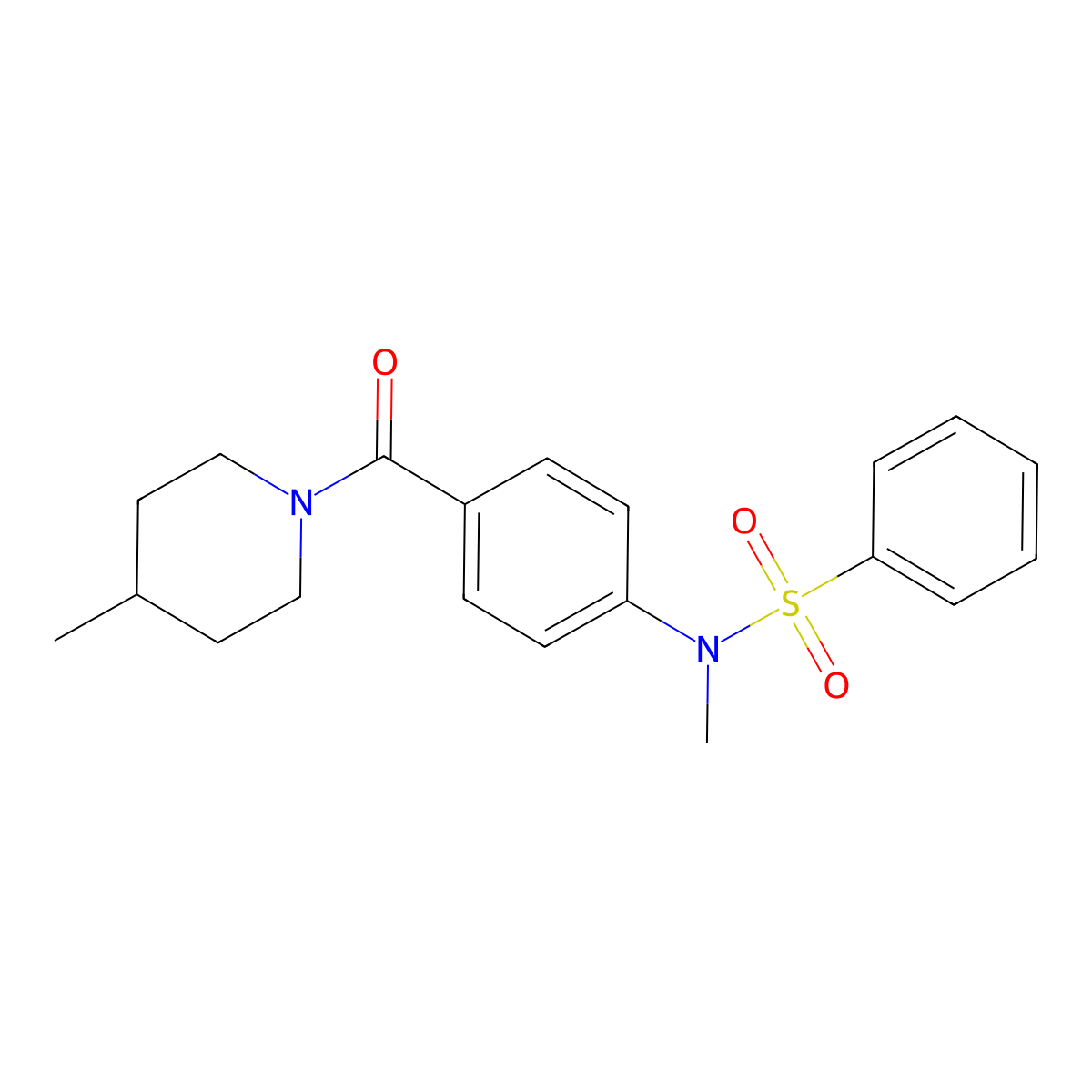 N-methyl-N-{4-[(4-methylpiperidin-1-yl)carbonyl]phenyl}benzenesulfonamide molecular structure, CAS 357329-49-8