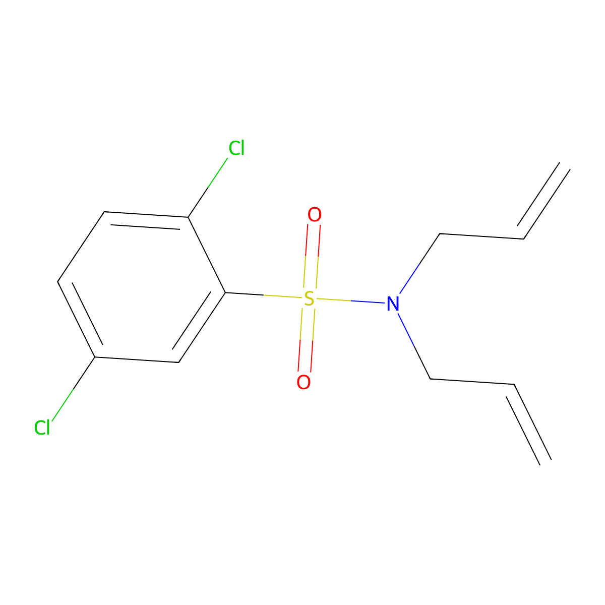 2,5-dichloro-N,N-bis(prop-2-enyl)benzenesulfonamide molecular structure, CAS 35735-53-6