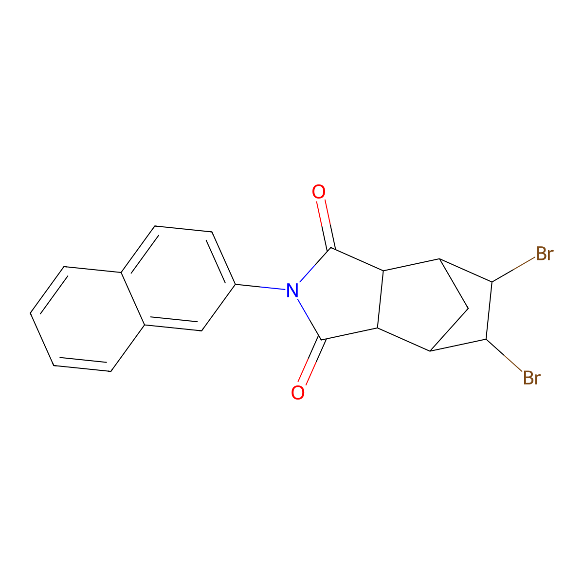 5,6-dibromo-2-(naphthalen-2-yl)hexahydro-1H-4,7-methanoisoindole-1,3(2H)-dione molecular structure, CAS 357387-65-6