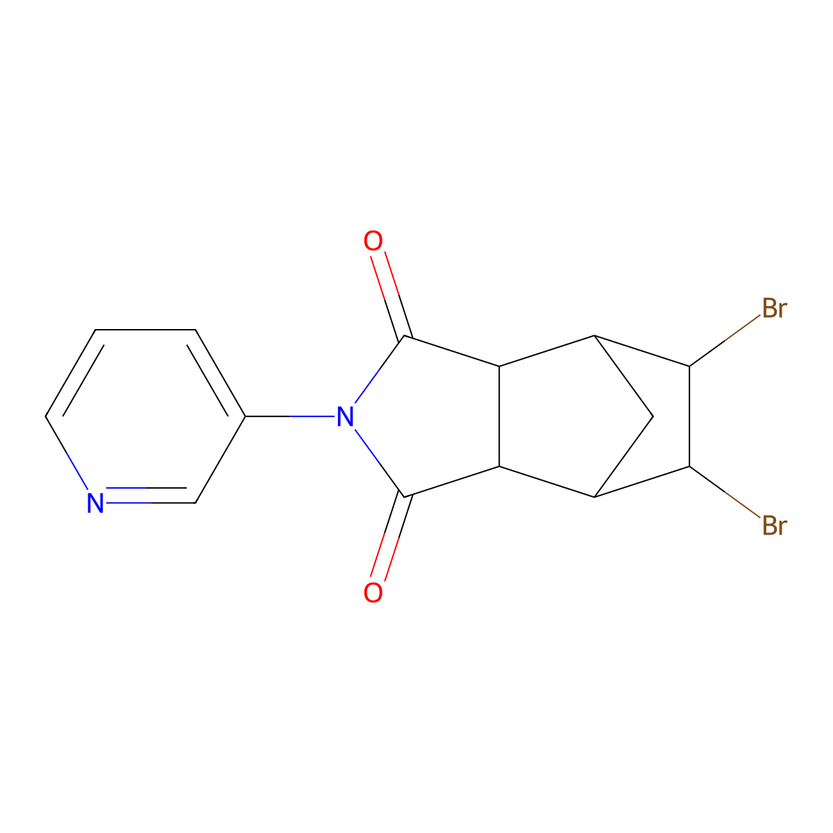 5,6-dibromo-2-(pyridin-3-yl)hexahydro-1H-4,7-methanoisoindole-1,3(2H)-dione molecular structure, CAS 357387-69-0