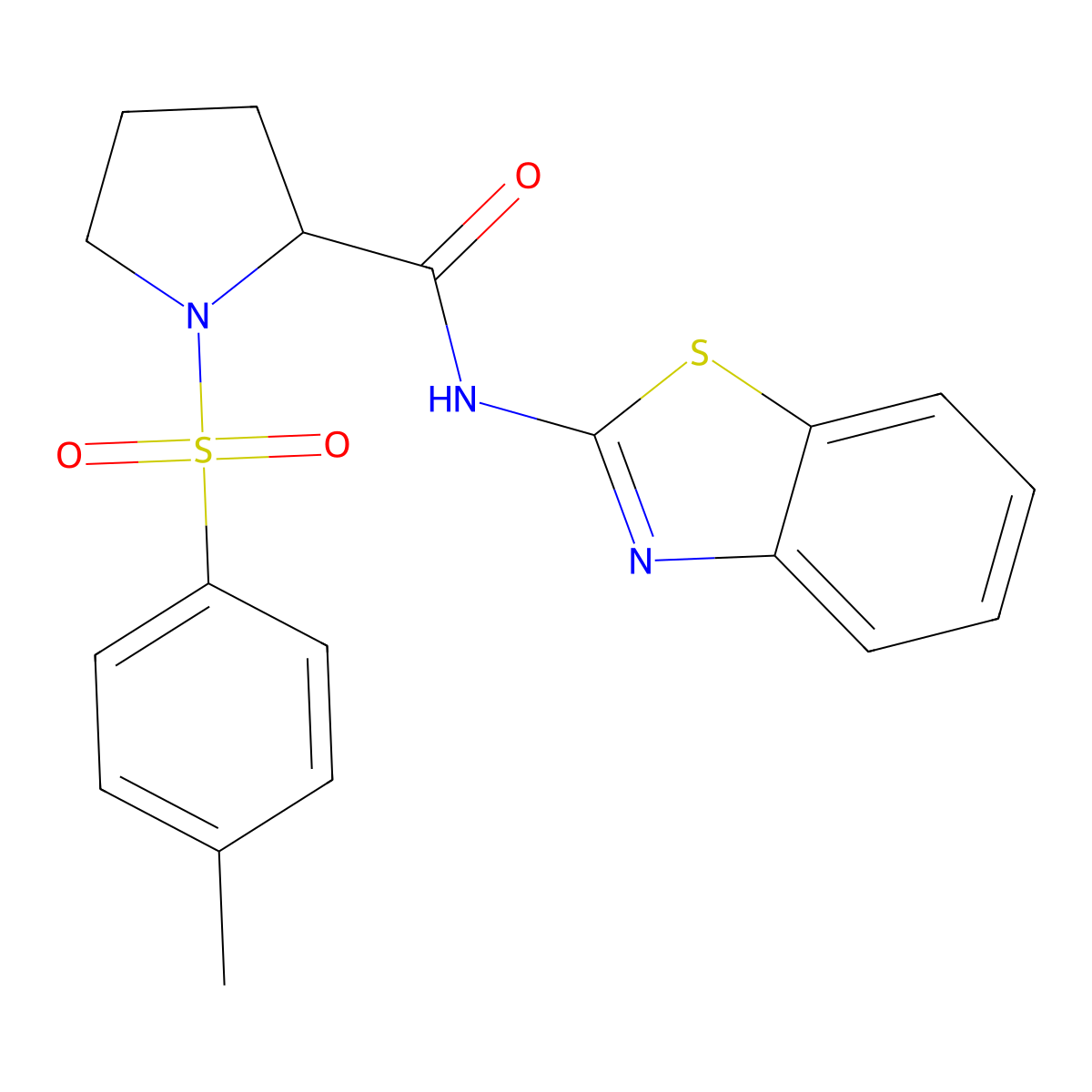 N-(1,3-benzothiazol-2-yl)-1-(4-methylphenyl)sulfonylpyrrolidine-2-carboxamide molecular structure, CAS 357387-90-7
