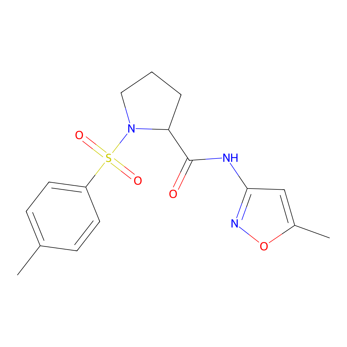 N-(5-methyl-1,2-oxazol-3-yl)-1-(4-methylbenzenesulfonyl)pyrrolidine-2-carboxamide molecular structure, CAS 357387-92-9
