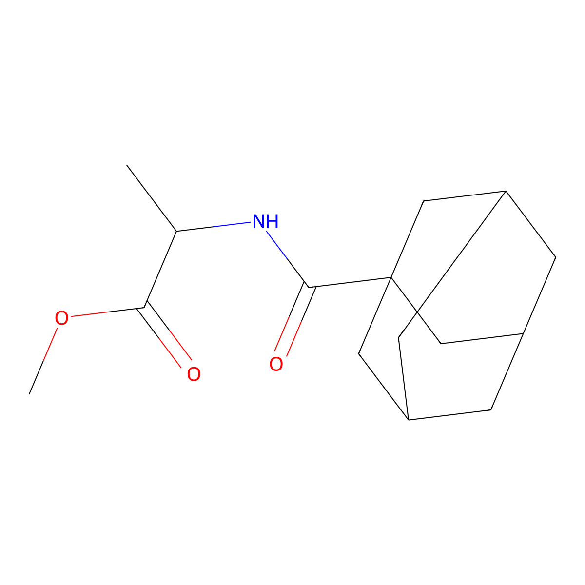 Methyl 2-((3r,5r,7r)-adamantane-1-carboxamido)propanoate molecular structure, CAS 357387-93-0