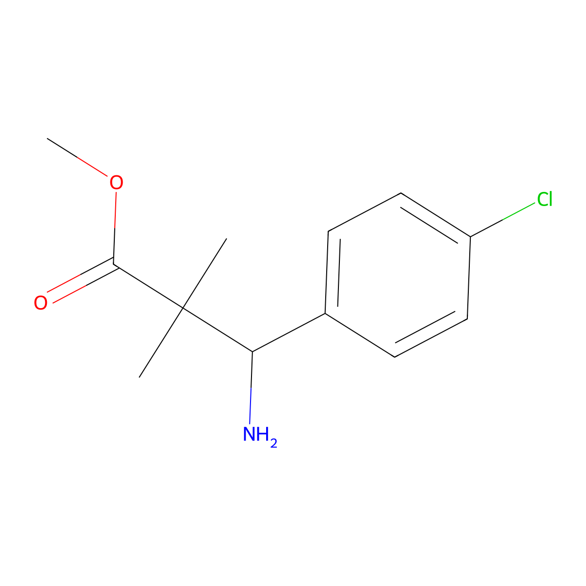 (S)-Methyl 3-amino-3-(4-chlorophenyl)-2,2-dimethylpropanoate molecular structure, CAS 357388-75-1