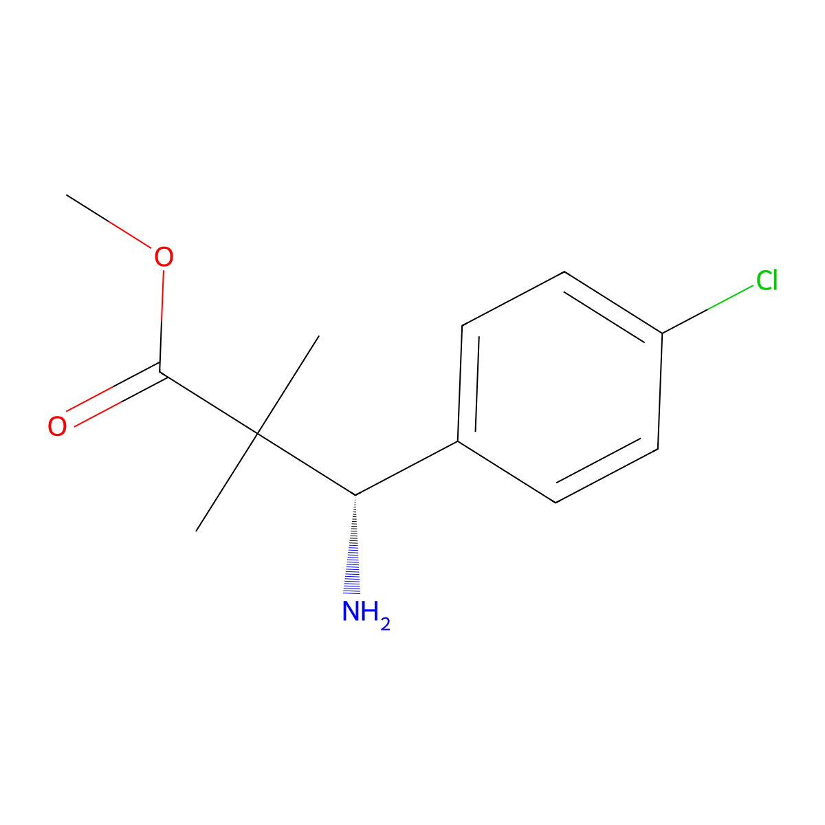 (S)-Methyl 3-amino-3-(4-chlorophenyl)-2,2-dimethylpropanoate molecular structure, CAS 357388-75-1