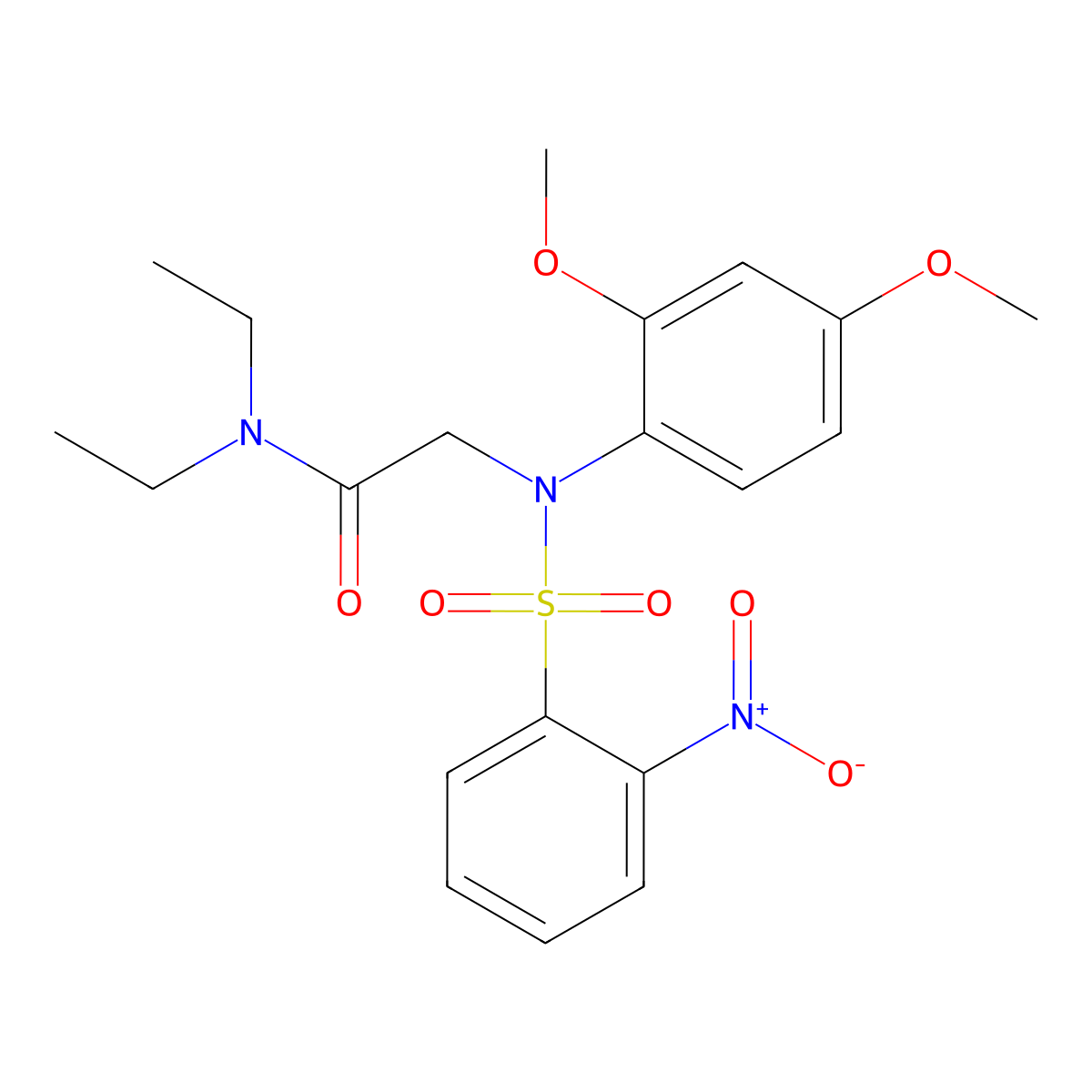 2-(2,4-dimethoxy-N-(2-nitrophenyl)sulfonylanilino)-N,N-diethylacetamide molecular structure, CAS 357389-35-6