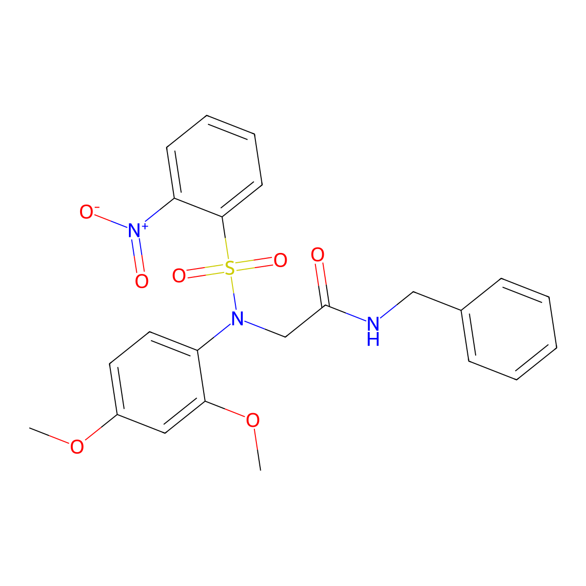 N-benzyl-2-(2,4-dimethoxy-N-(2-nitrophenyl)sulfonylanilino)acetamide molecular structure, CAS 357389-38-9