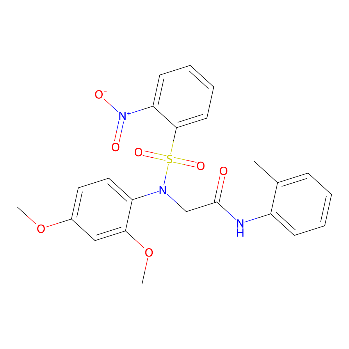 2-(2,4-dimethoxy-N-(2-nitrophenyl)sulfonylanilino)-N-(2-methylphenyl)acetamide molecular structure, CAS 357389-49-2
