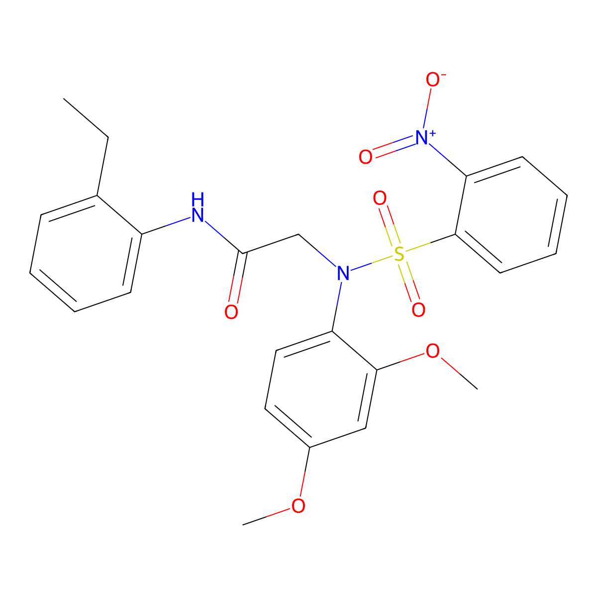 2-(2,4-dimethoxy-N-(2-nitrophenyl)sulfonylanilino)-N-(2-ethylphenyl)acetamide molecular structure, CAS 357389-50-5