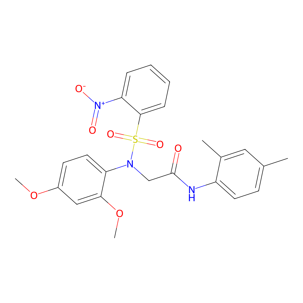 N-(2,4-dimethylphenyl)-2-[({2-nitrophenyl}sulfonyl)-2,4-dimethoxyanilino]acetamide molecular structure, CAS 357389-61-8