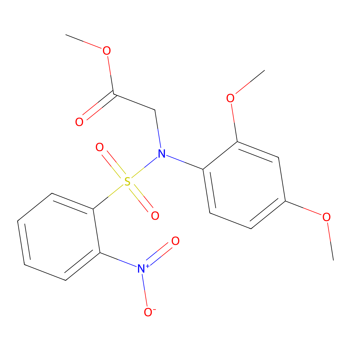 Methyl [({2-nitrophenyl}sulfonyl)-2,4-dimethoxyanilino]acetate molecular structure, CAS 357389-74-3