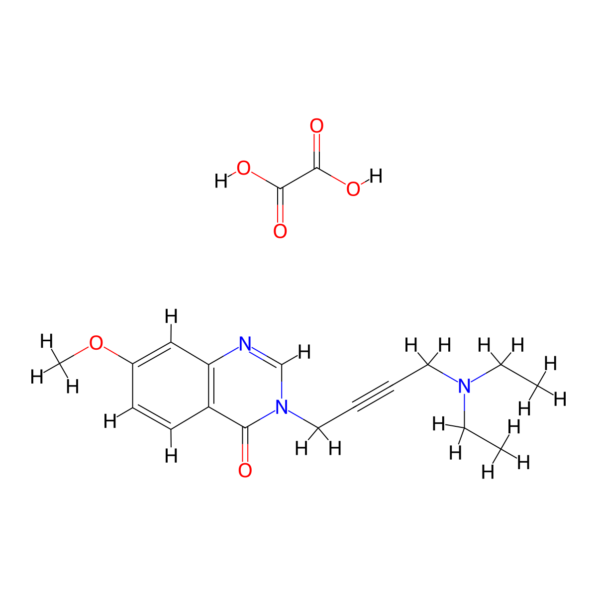 4(3H)-Quinazolinone, 3-(4-(diethylamino)-2-butynyl)-7-methoxy-, oxalate (1:1) molecular structure, CAS 35739-53-8