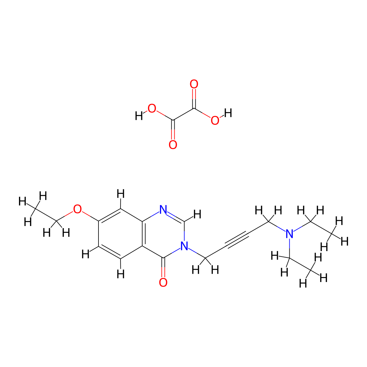4(3H)-Quinazolinone, 3-(4-(diethylamino)-2-butynyl)-7-ethoxy-, oxalate (1:1) molecular structure, CAS 35739-54-9