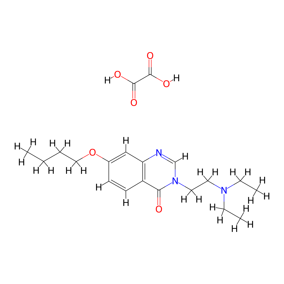4(3H)-Quinazolinone, 7-butoxy-3-(2-(diethylamino)ethyl)-, oxalate (1:1) molecular structure, CAS 35739-56-1