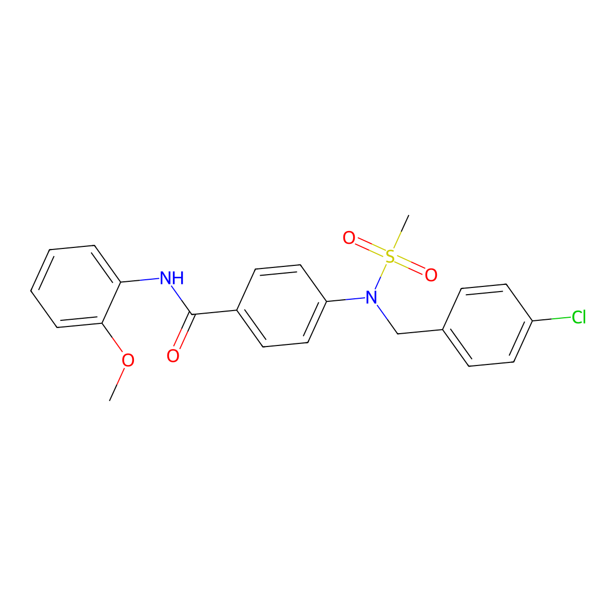 4-[(4-chlorophenyl)methyl-methylsulfonylamino]-N-(2-methoxyphenyl)benzamide molecular structure, CAS 357390-75-1