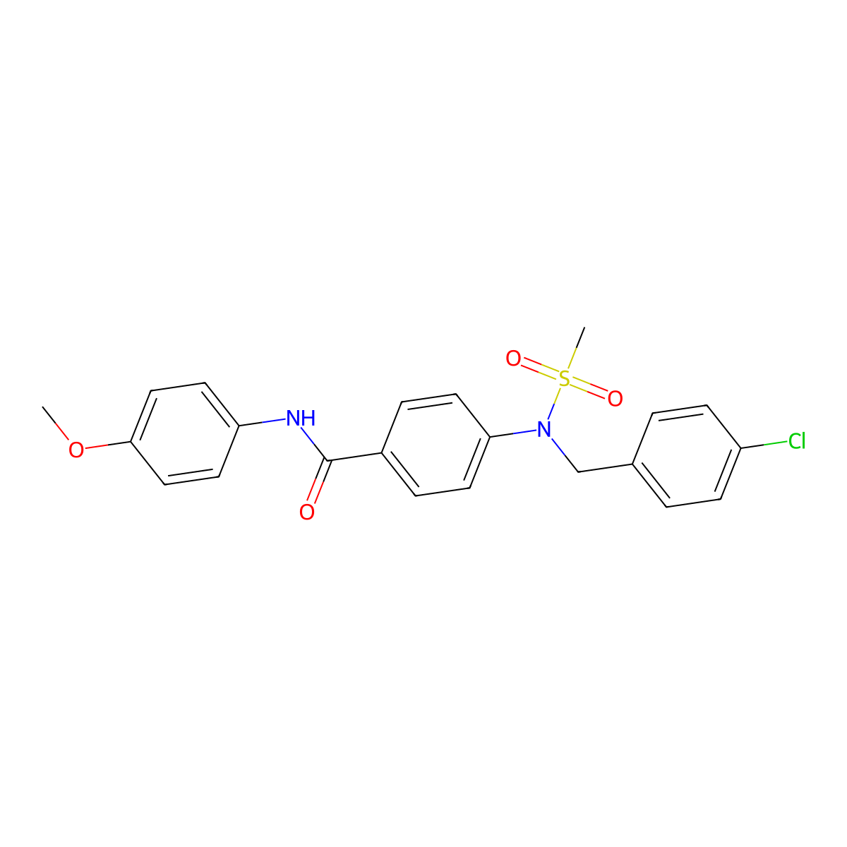 4-[(4-chlorophenyl)methyl-methylsulfonylamino]-N-(4-methoxyphenyl)benzamide molecular structure, CAS 357390-77-3