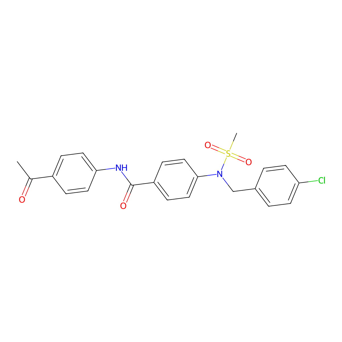 N-(4-acetylphenyl)-4-[(4-chlorobenzyl)(methylsulfonyl)amino]benzamide molecular structure, CAS 357390-82-0