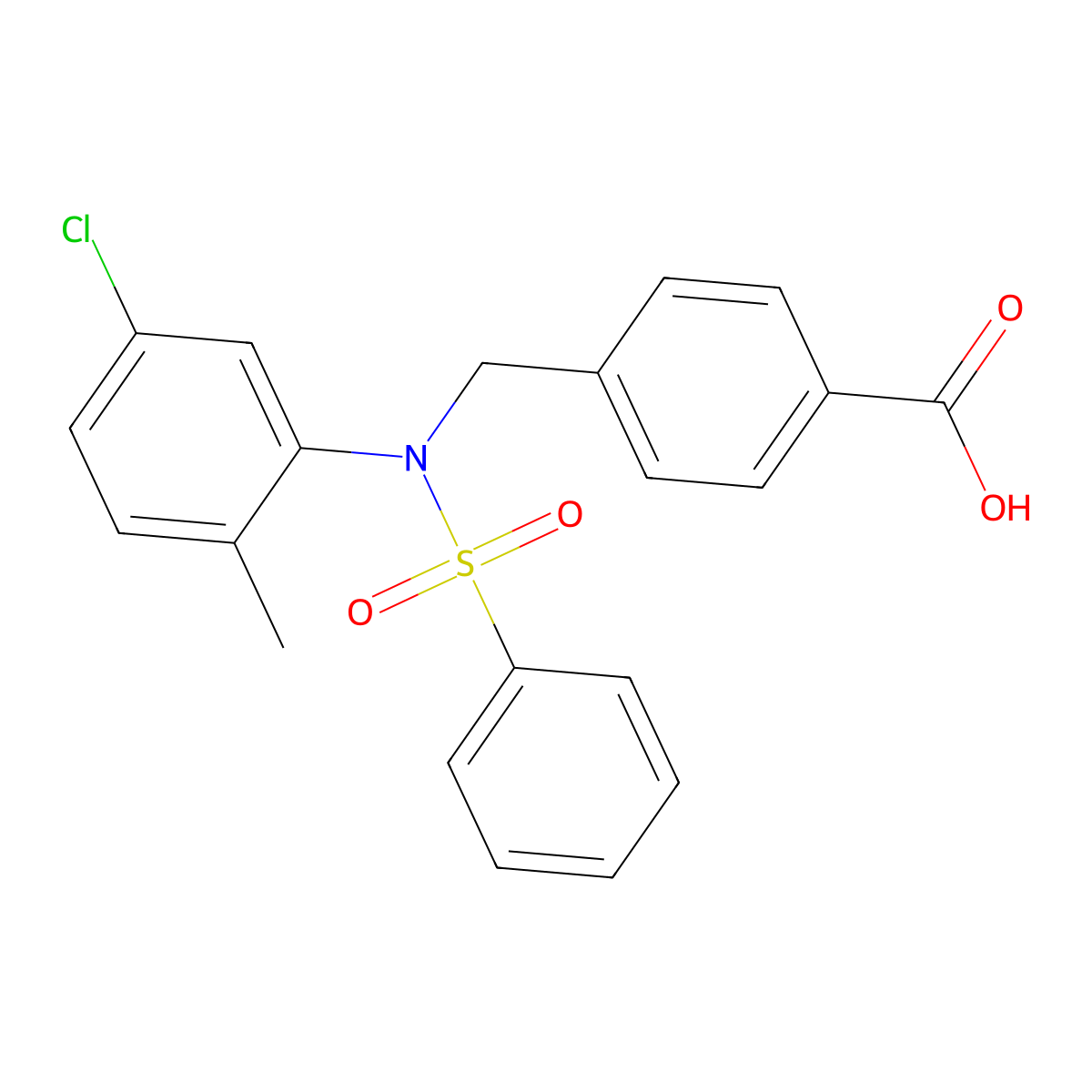 4-([(5-Chloro-2-methylphenyl)(phenylsulfonyl)amino]methyl)benzoic acid molecular structure, CAS 357391-80-1