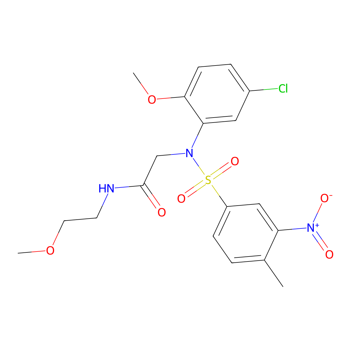 2-(5-chloro-2-methoxy-N-(4-methyl-3-nitrophenyl)sulfonylanilino)-N-(2-methoxyethyl)acetamide molecular structure, CAS 357394-26-4