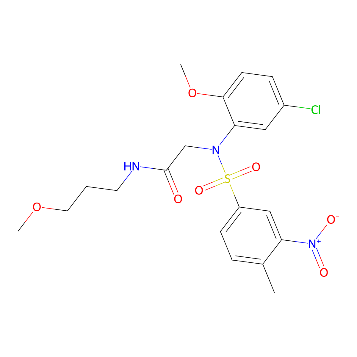 2-(5-chloro-2-methoxy-N-(4-methyl-3-nitrophenyl)sulfonylanilino)-N-(3-methoxypropyl)acetamide molecular structure, CAS 357394-27-5