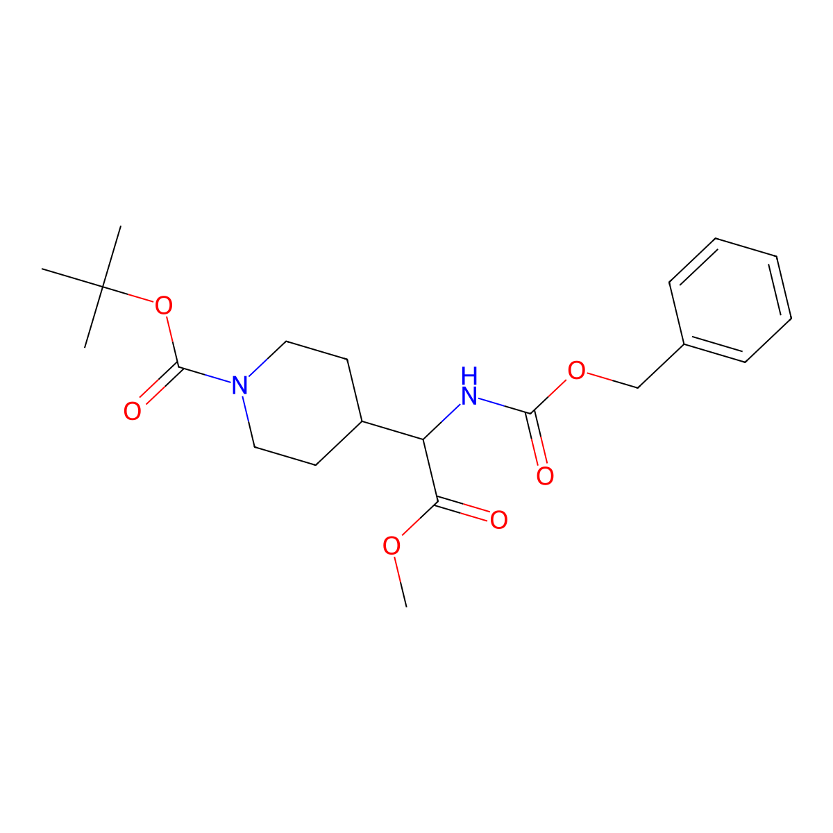 Tert-butyl 4-(1-((benzyloxycarbonyl)amino)-2-methoxy-2-oxoethyl)piperidine-1-carboxylate molecular structure, CAS 357413-55-9