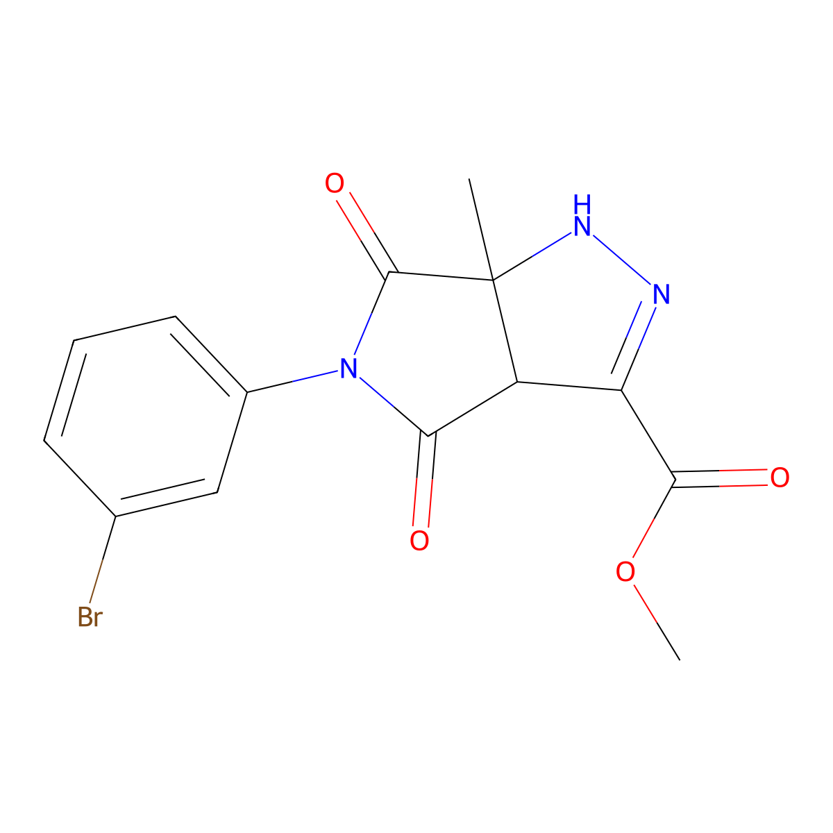 Methyl 5-(3-bromophenyl)-6a-methyl-4,6-dioxo-1,3a,4,5,6,6a-hexahydropyrrolo[3,4-c]pyrazole-3-carboxylate molecular structure, CAS 357414-74-5