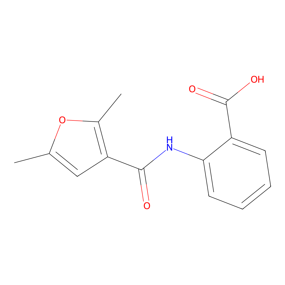 2-[(2,5-Dimethyl-furan-3-carbonyl)-amino]-benzoic acid molecular structure, CAS 357420-38-3