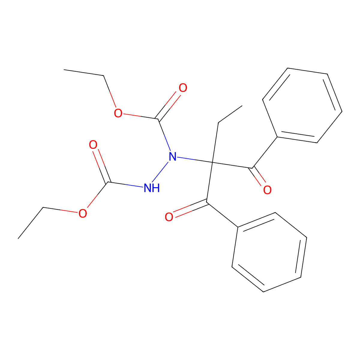 2-[(Ethoxycarbonyl)[(ethoxycarbonyl)amino]amino]-2-ethyl-1,3-diphenylpropane-1,3-dione molecular structure, CAS 357435-72-4