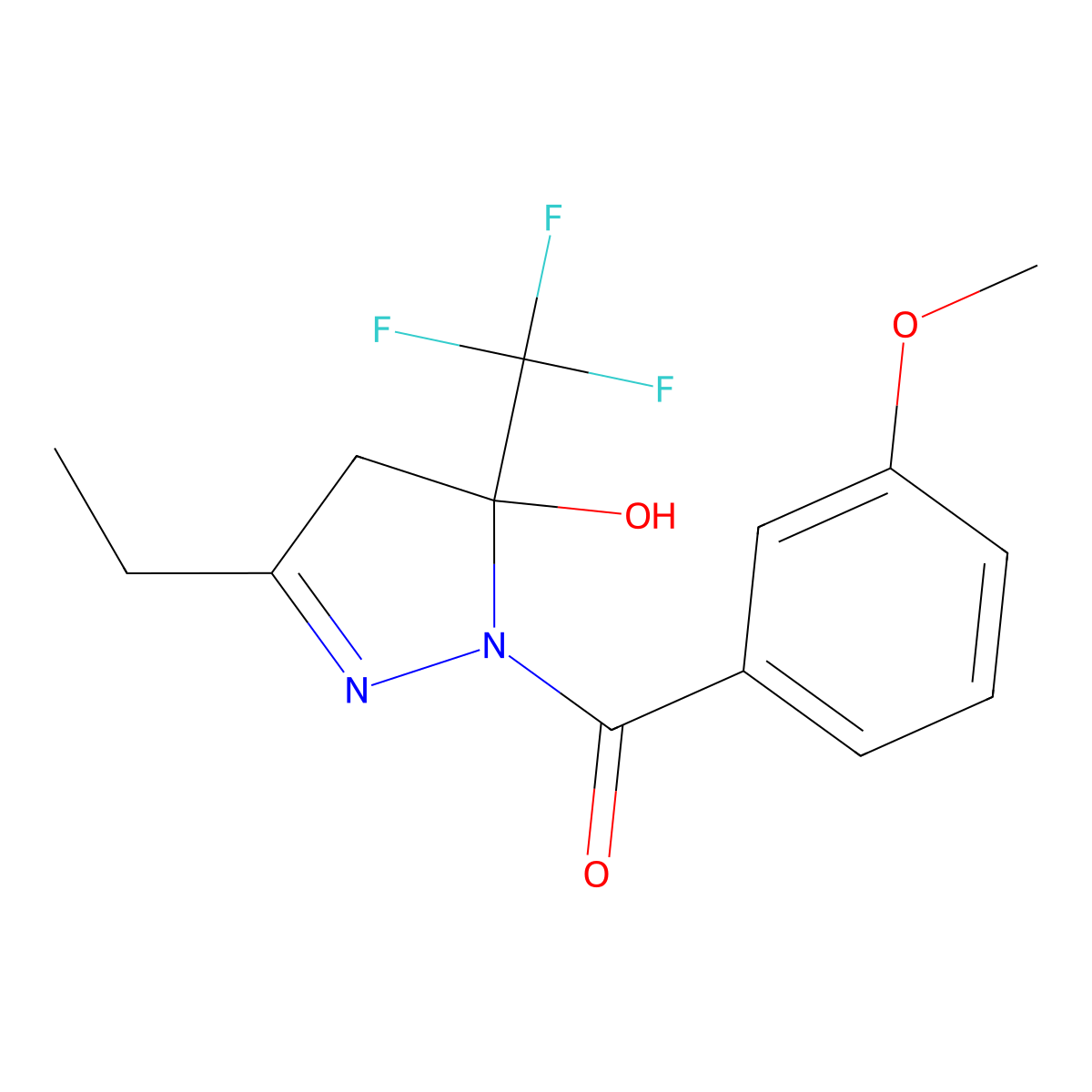 [3-ethyl-5-hydroxy-5-(trifluoromethyl)-4H-pyrazol-1-yl]-(3-methoxyphenyl)methanone molecular structure, CAS 357441-74-8