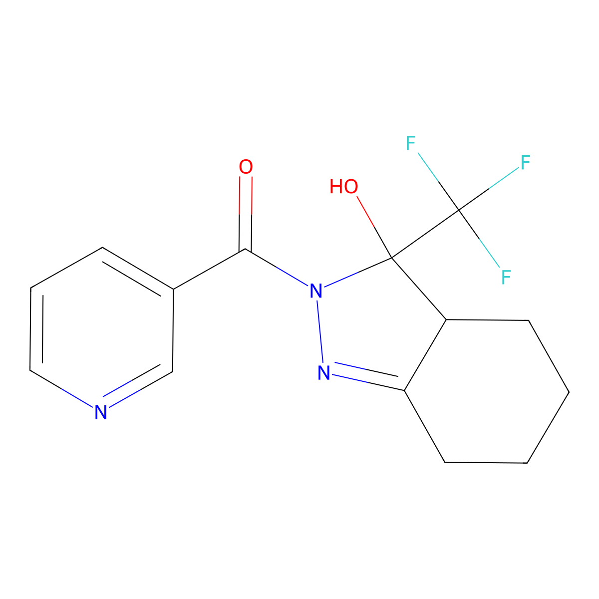 [3-hydroxy-3-(trifluoromethyl)-4,5,6,7-tetrahydro-3aH-indazol-2-yl]-pyridin-3-ylmethanone molecular structure, CAS 357442-02-5