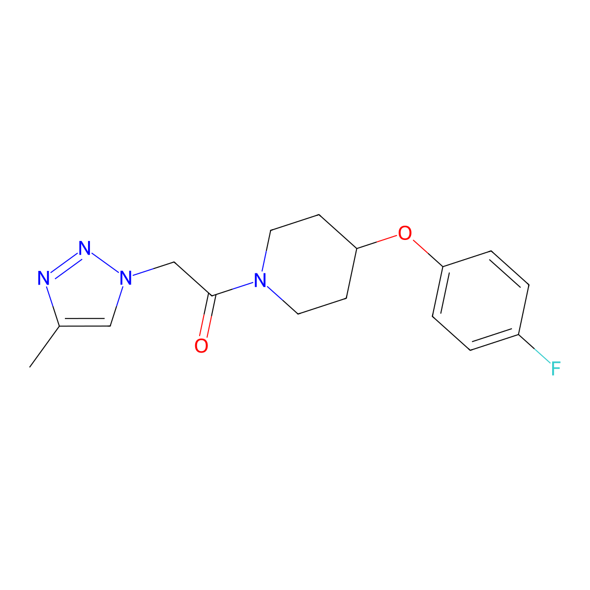 1-[4-(4-Fluorophenoxy)piperidin-1-yl]-2-(4-methyltriazol-1-yl)ethanone molecular structure, CAS 35745-23-4