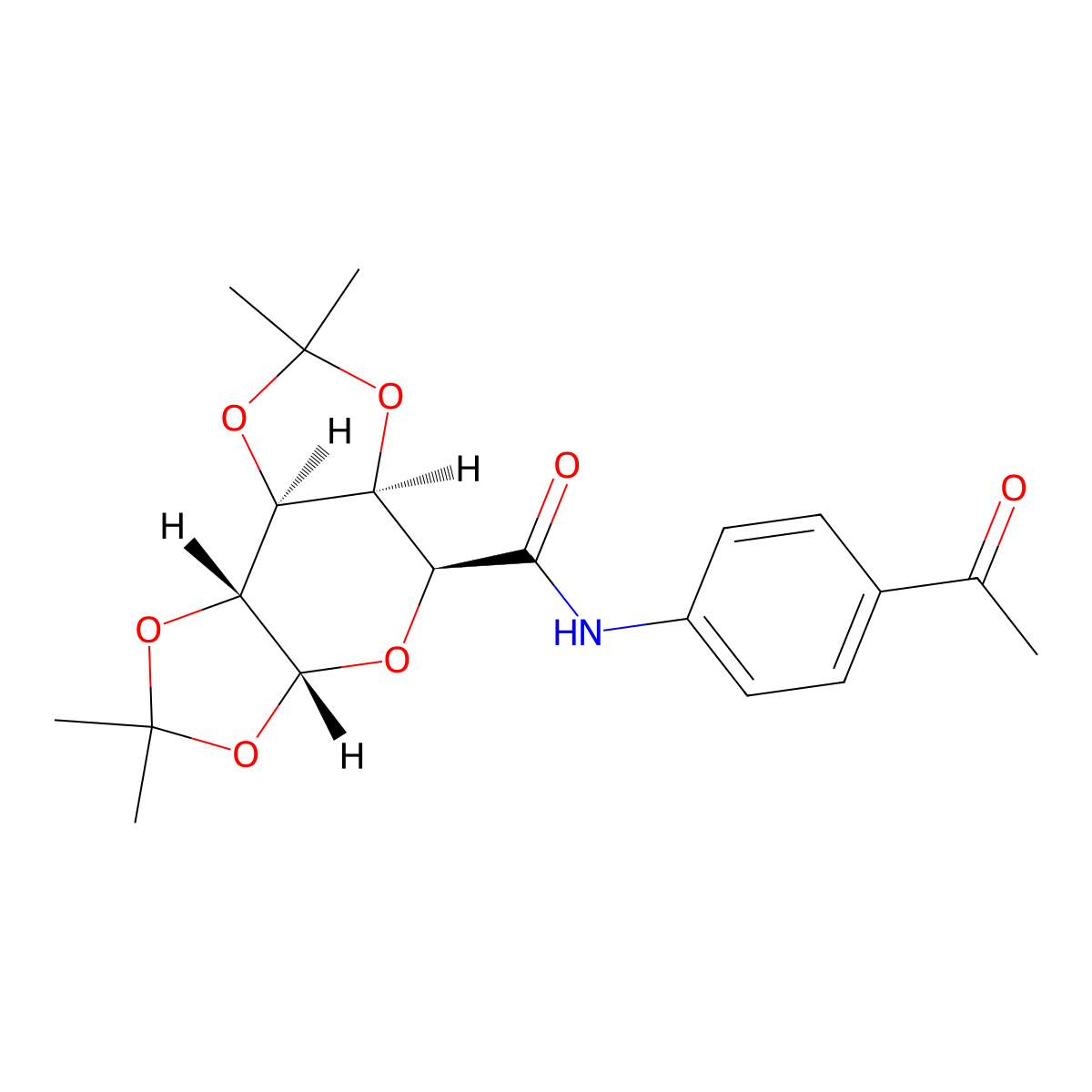(3aR,5S,5aR,8aS,8bR)-N-(4-acetylphenyl)-2,2,7,7-tetramethyl-5,5a,8a,8b-tetrahydro-3aH-di[1,3]dioxolo[5,4-a:5',4'-d]pyran-5-carboxamide molecular structure, CAS 357611-93-9