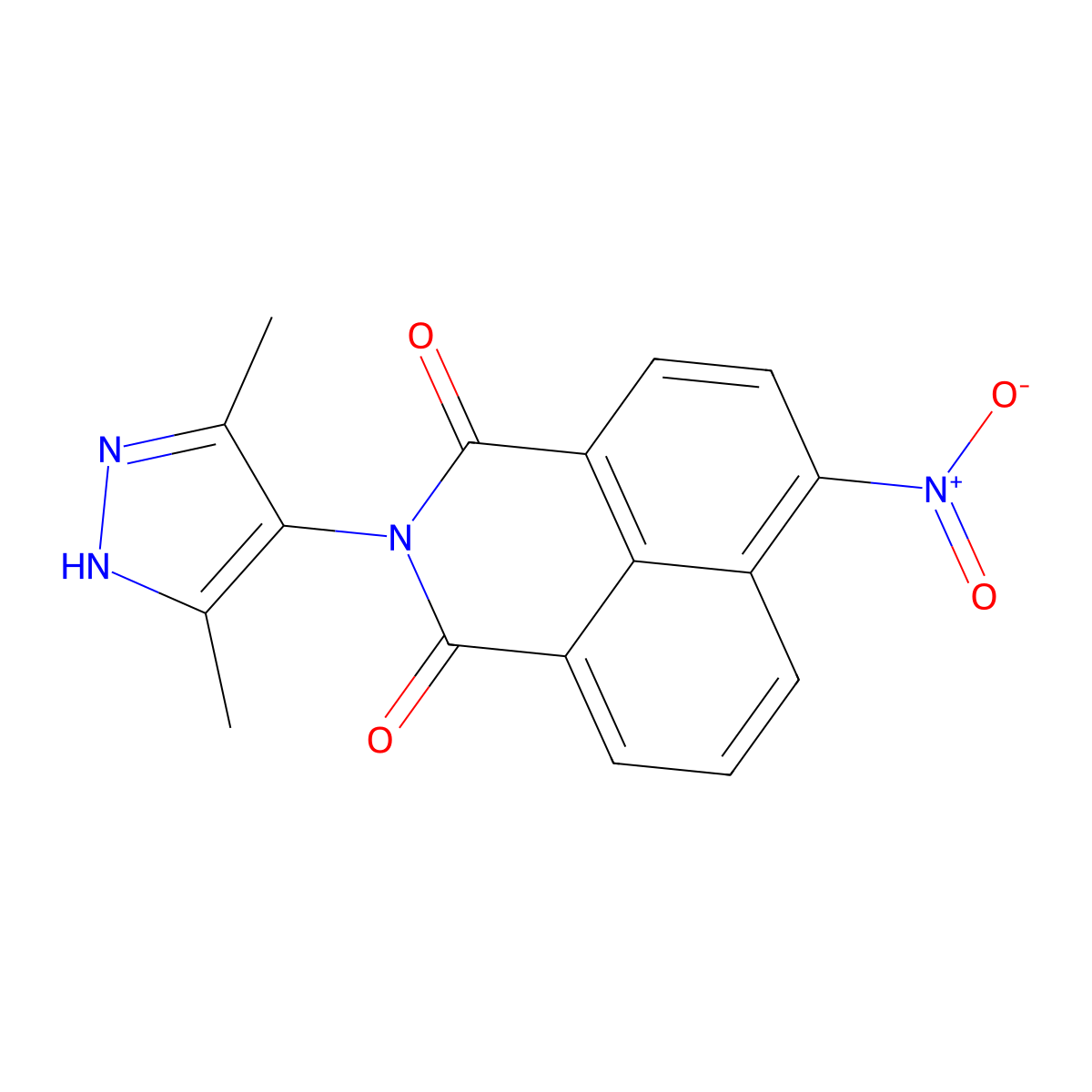 2-(3,5-dimethyl-1H-pyrazol-4-yl)-6-nitro-1H-benzo[de]isoquinoline-1,3(2H)-dione molecular structure, CAS 357613-34-4