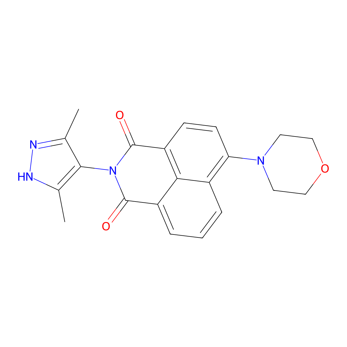 2-(3,5-dimethyl-1H-pyrazol-4-yl)-6-morpholin-4-ylbenzo[de]isoquinoline-1,3-dione molecular structure, CAS 357613-35-5