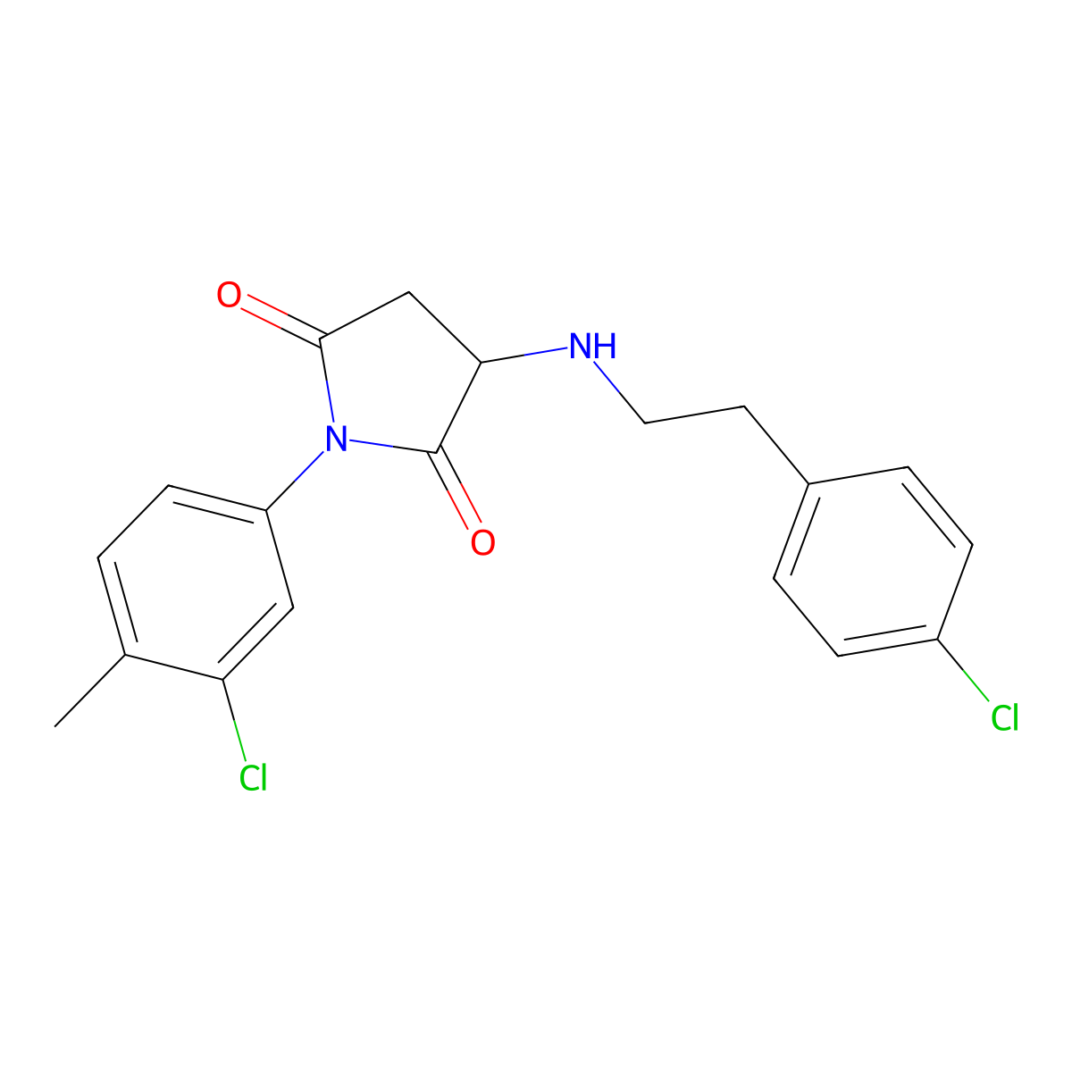 1-(3-Chloro-4-methylphenyl)-3-[2-(4-chlorophenyl)ethylamino]pyrrolidine-2,5-dione molecular structure, CAS 357613-37-7