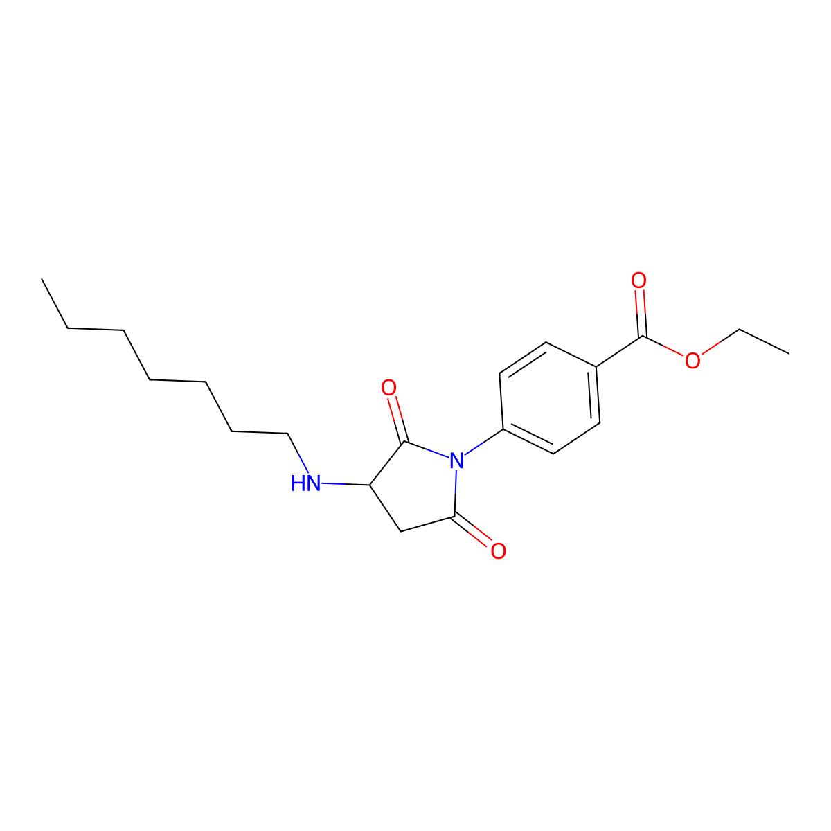 Ethyl 4-[3-(heptylamino)-2,5-dioxopyrrolidin-1-yl]benzoate molecular structure, CAS 357613-50-4