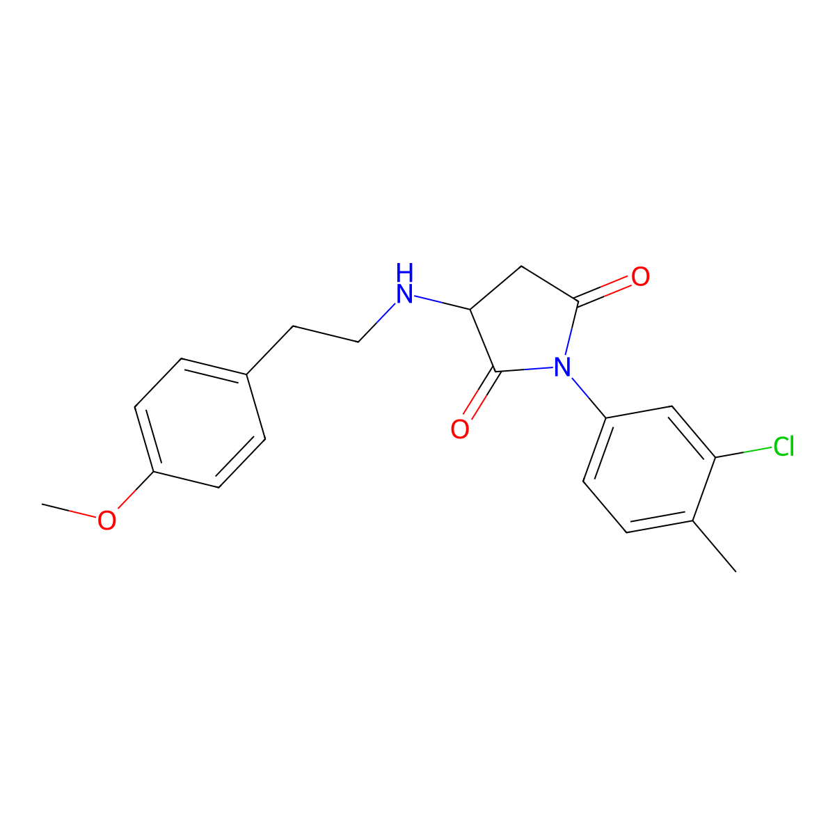 1-(3-Chloro-4-methylphenyl)-3-[2-(4-methoxyphenyl)ethylamino]pyrrolidine-2,5-dione molecular structure, CAS 357613-52-6
