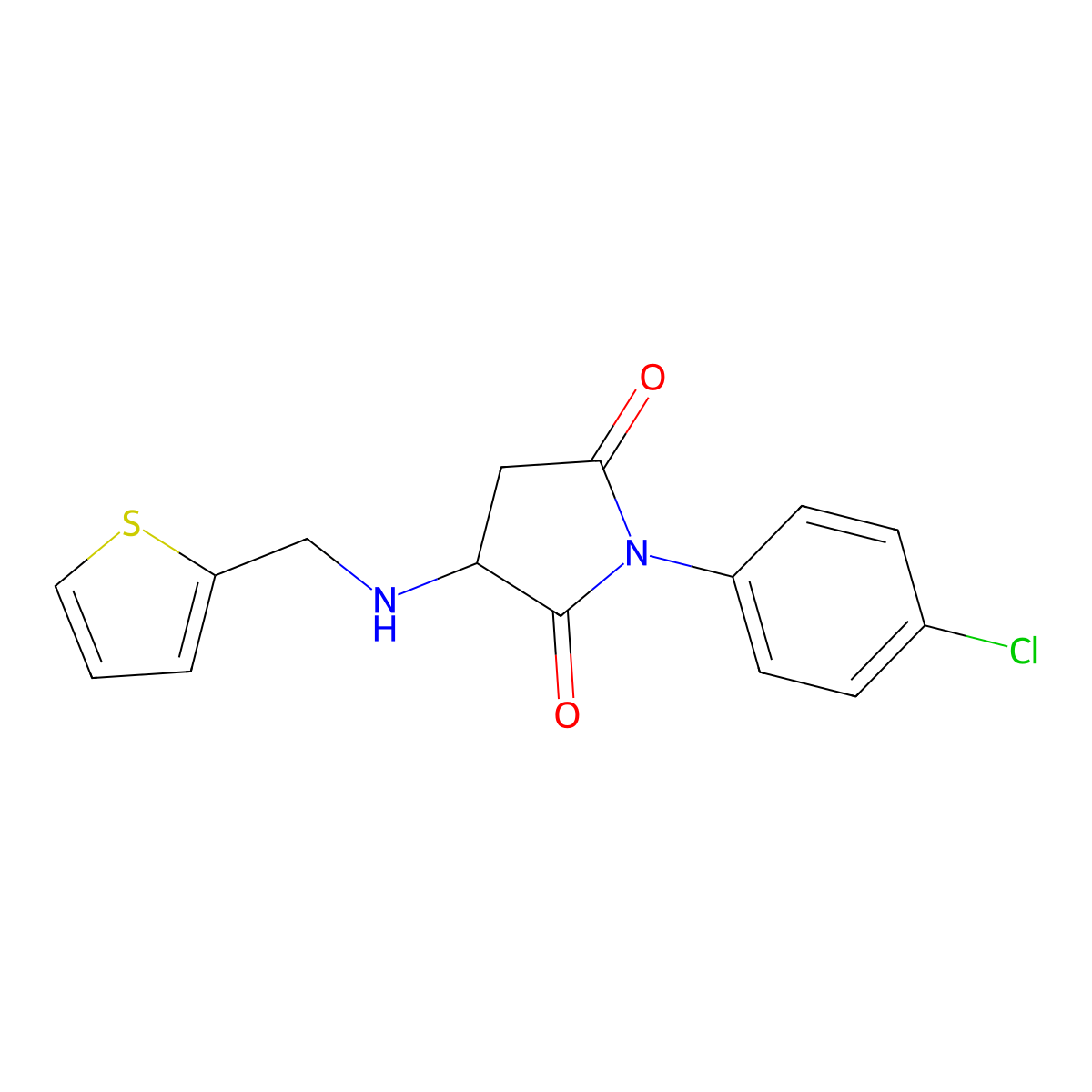 1-(4-Chlorophenyl)-3-[(thiophen-2-ylmethyl)amino]pyrrolidine-2,5-dione molecular structure, CAS 357613-54-8