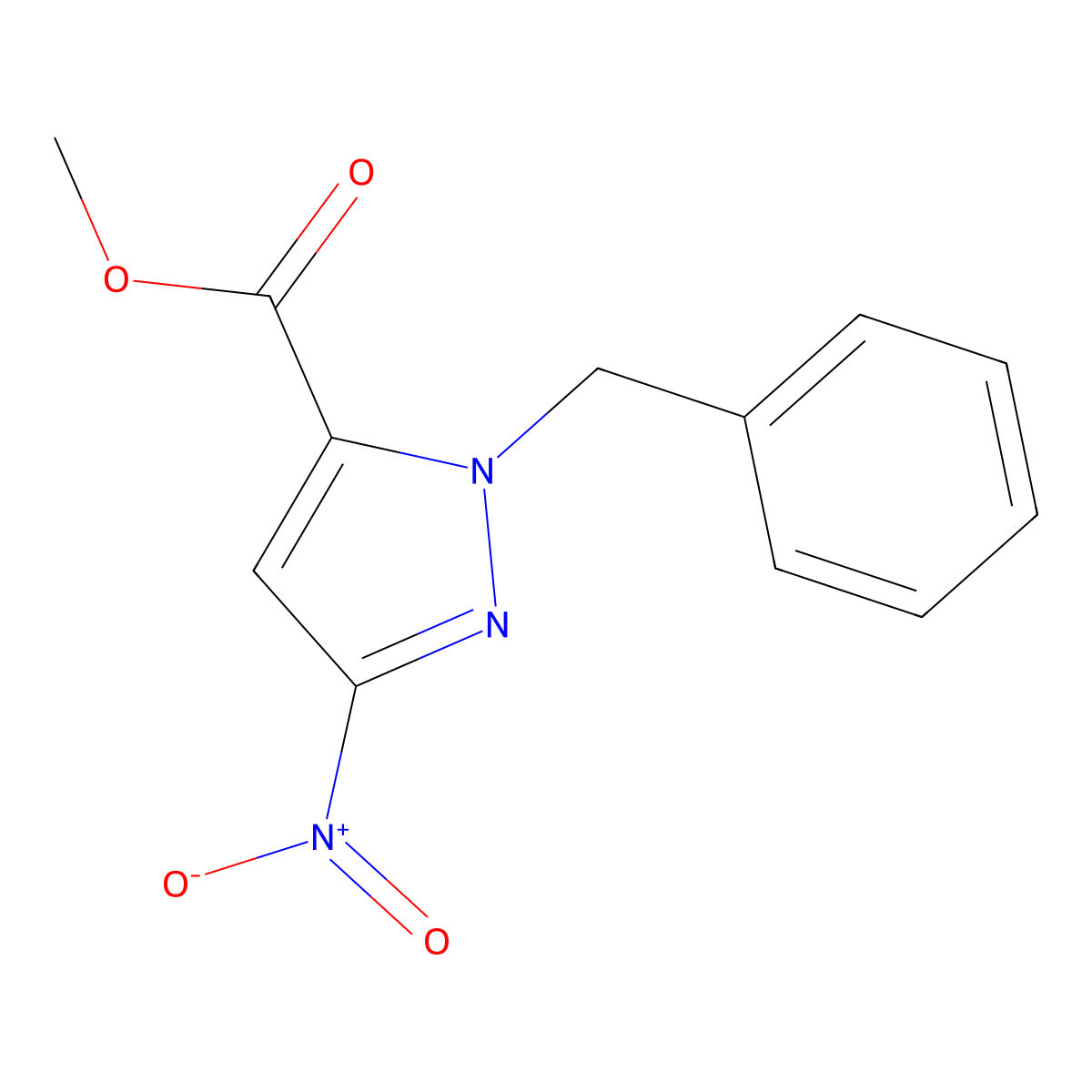 Methyl 1-benzyl-3-nitro-1H-pyrazole-5-carboxylate molecular structure, CAS 357613-66-2