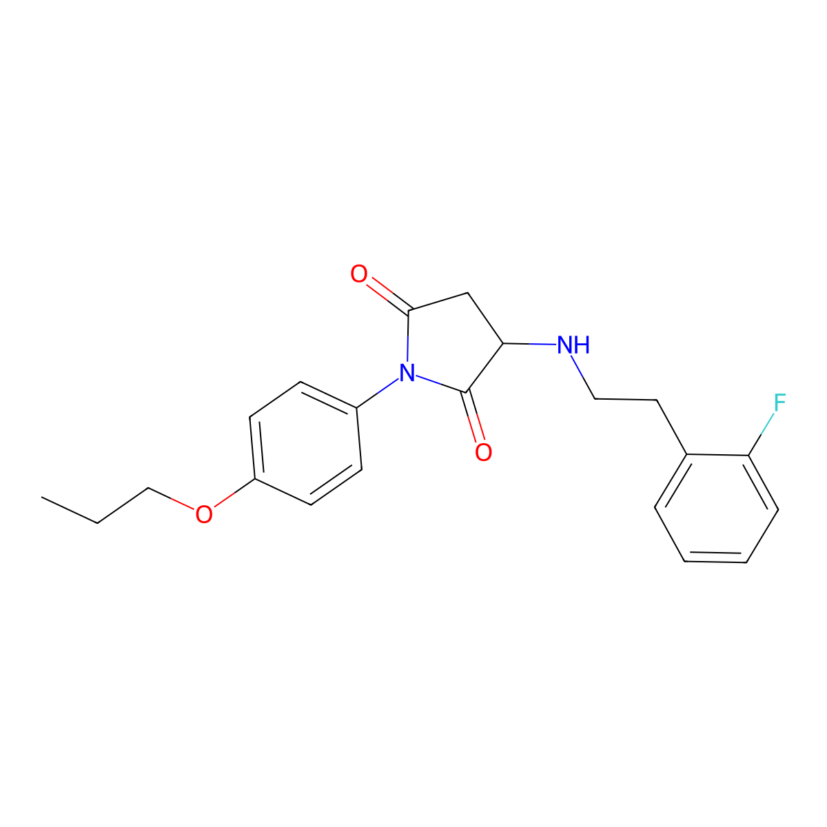 3-{[2-(2-Fluorophenyl)ethyl]amino}-1-(4-propoxyphenyl)pyrrolidine-2,5-dione molecular structure, CAS 357614-25-6