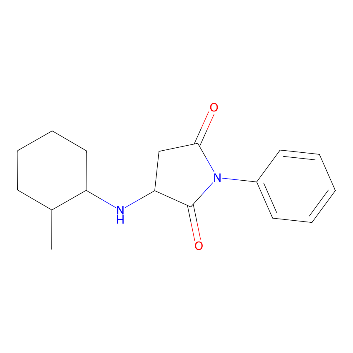 3-[(2-Methylcyclohexyl)amino]-1-phenylpyrrolidine-2,5-dione molecular structure, CAS 357614-35-8