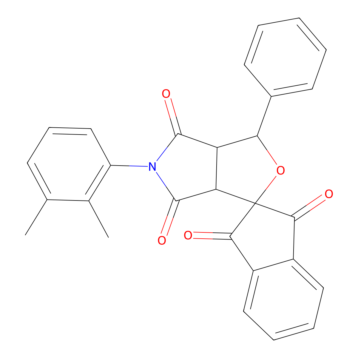 5-(2,3-dimethylphenyl)-1-phenylspiro[3a,6a-dihydro-1H-furo[3,4-c]pyrrole-3,2'-indene]-1',3',4,6-tetrone molecular structure, CAS 357614-59-6