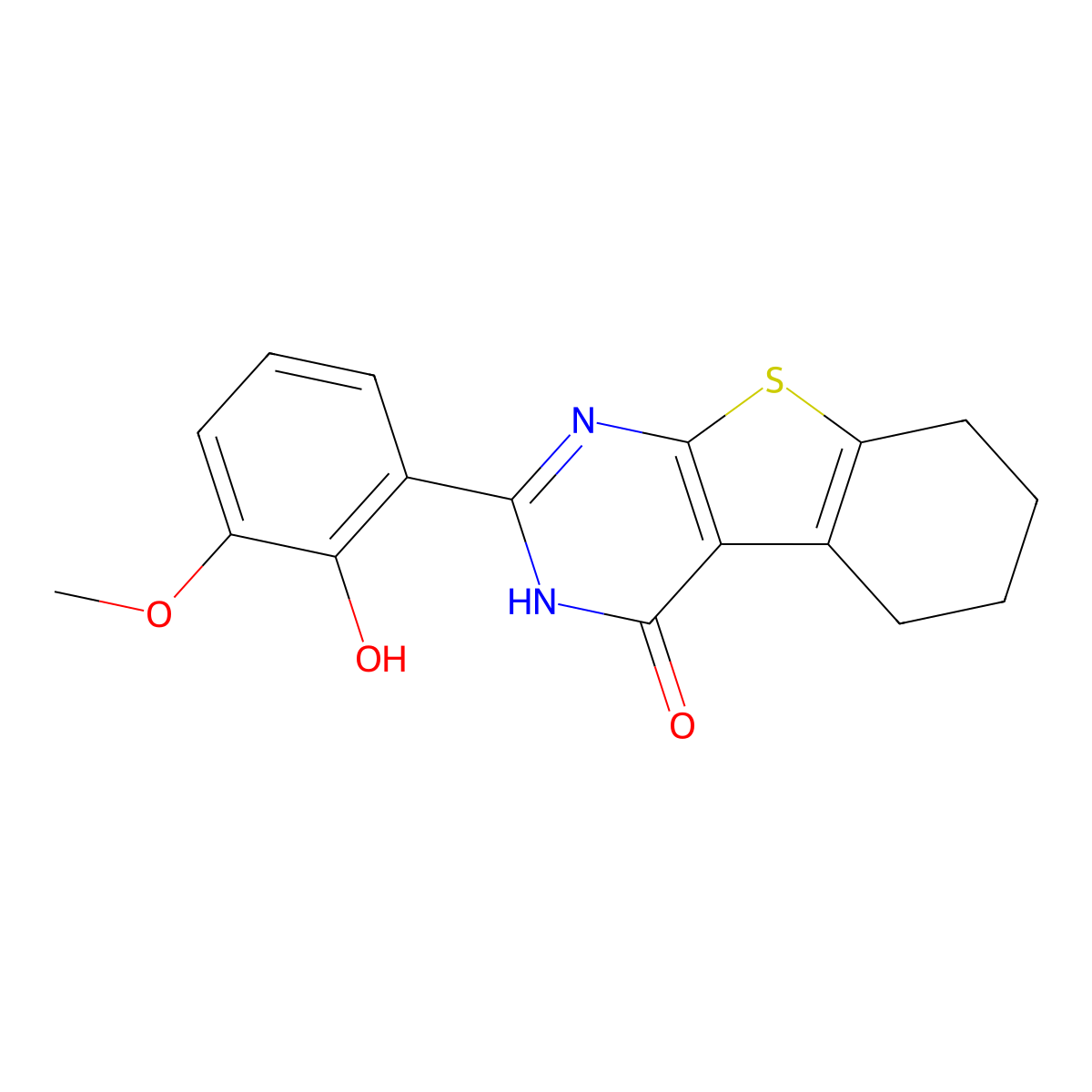 2-(2-hydroxy-3-methoxyphenyl)-5,6,7,8-tetrahydro[1]benzothieno[2,3-d]pyrimidin-4(3H)-one molecular structure, CAS 357618-27-0