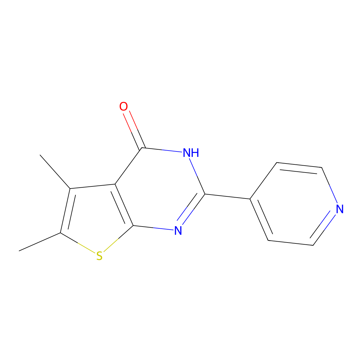 5,6-Dimethyl-2-(pyridin-4-yl)thieno[2,3-d]pyrimidin-4(3H)-one molecular structure, CAS 357620-07-6