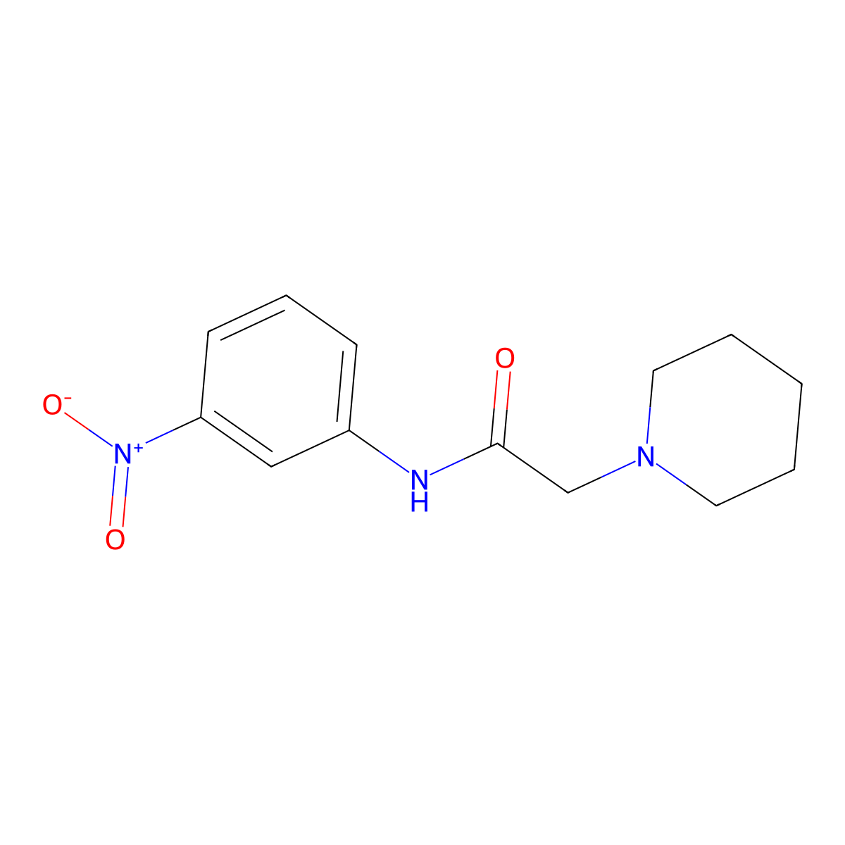 N-(M-NO2PH)-3-N'-Piperidinoacetamide molecular structure, CAS 35763-43-0