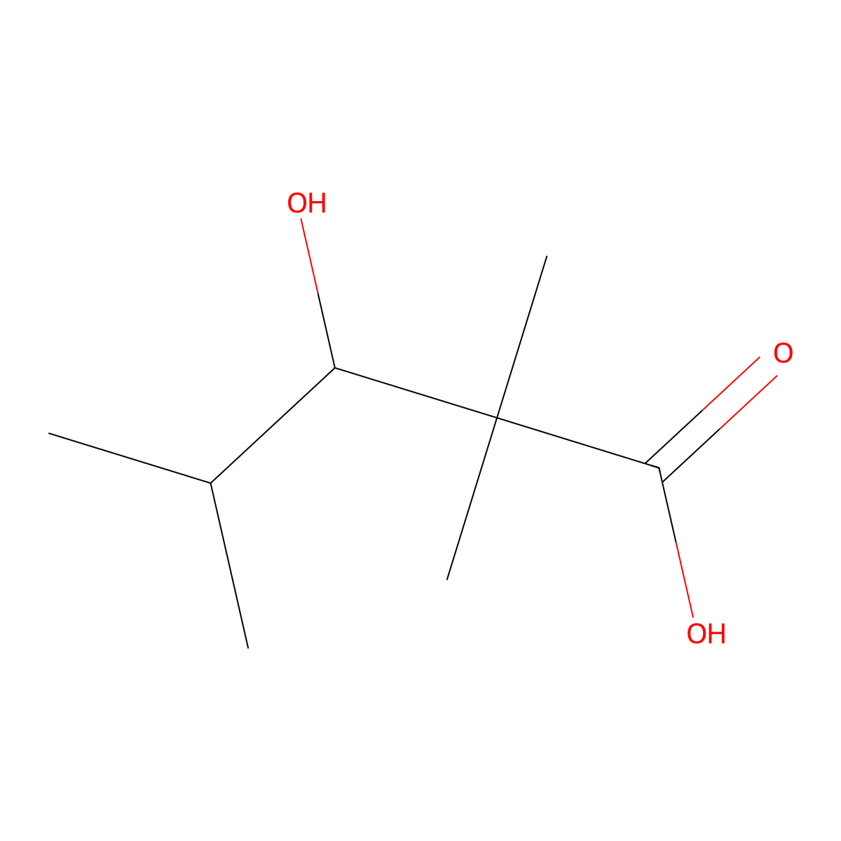 2,2,4-Trimethyl-3-hydroxyvaleric acid molecular structure, CAS 35763-45-2