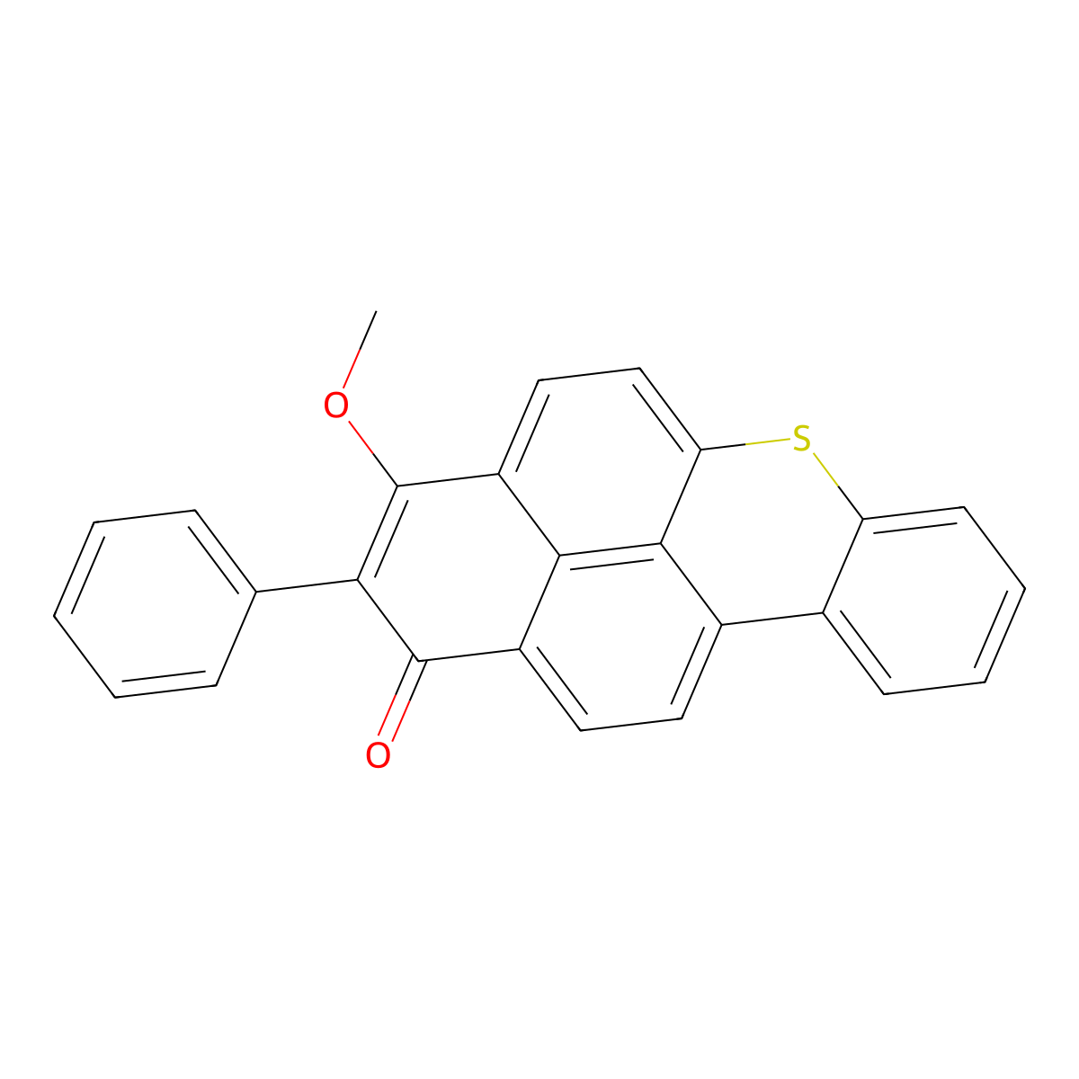 3-Methoxy-2-phenyl-1H-naphtho(2,1,8-mna)thioxanthen-1-one molecular structure, CAS 35763-62-3