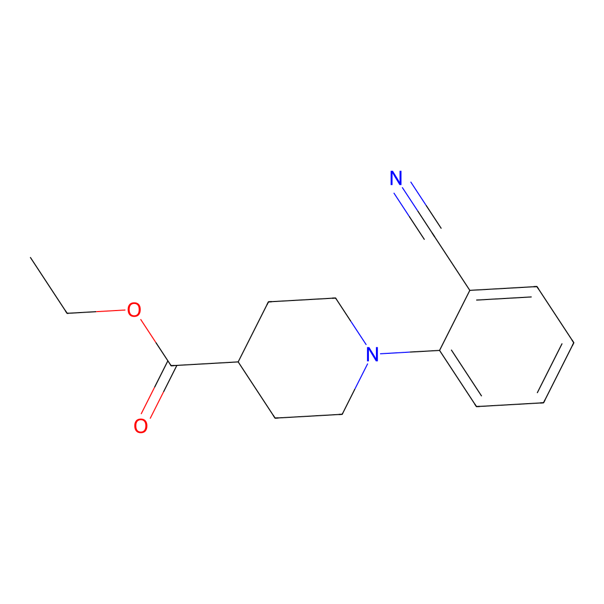 Ethyl 1-(2-cyanophenyl)-4-piperidinecarboxylate molecular structure, CAS 357670-16-7