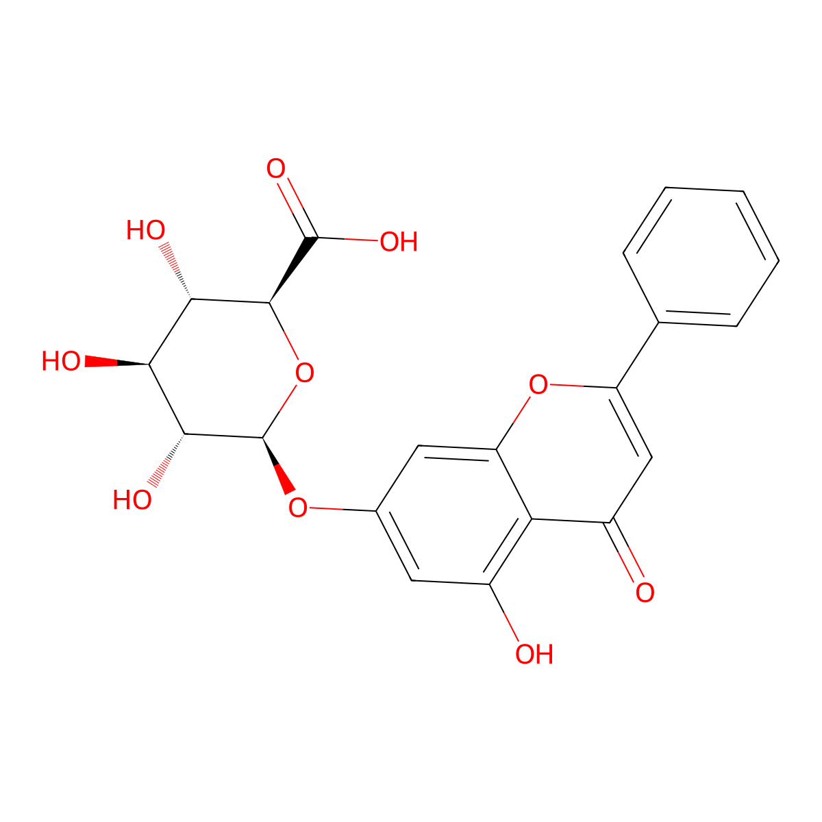 Chrysin-7-O-glucuronide molecular structure, CAS 35775-49-6
